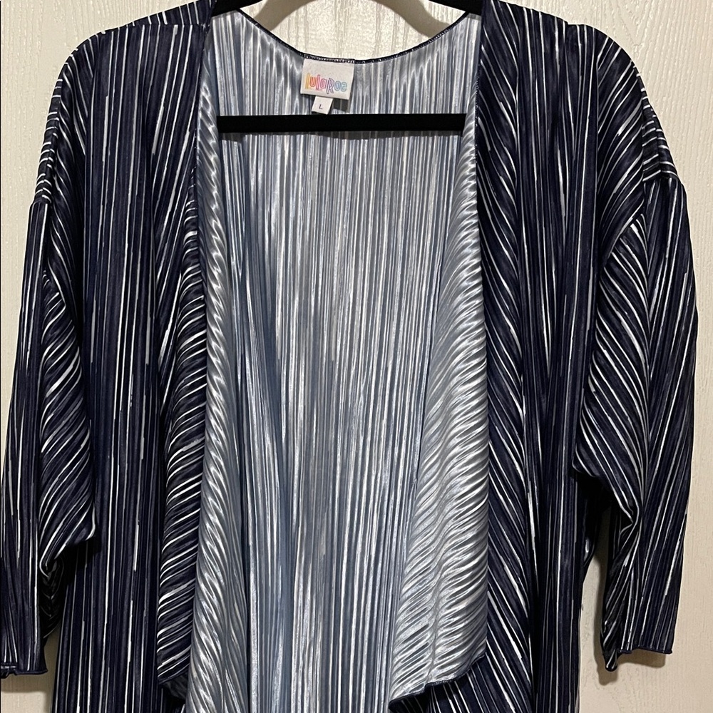 LuLaRoe Navy and White Striped Cardigan